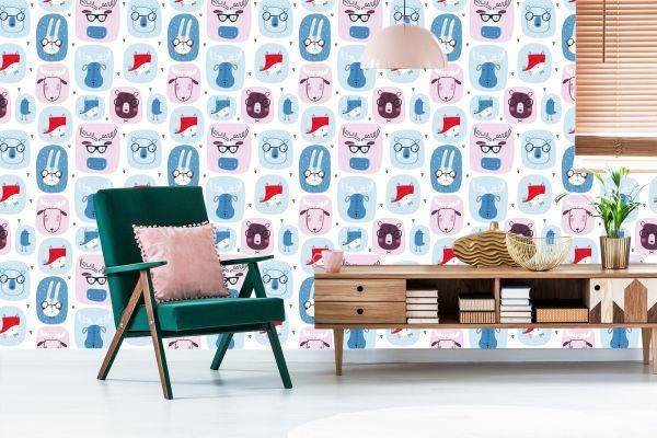 Behang Voor Kinderen. Hazen. Vossen. Scandinavische Stijl - Afbeelding 6