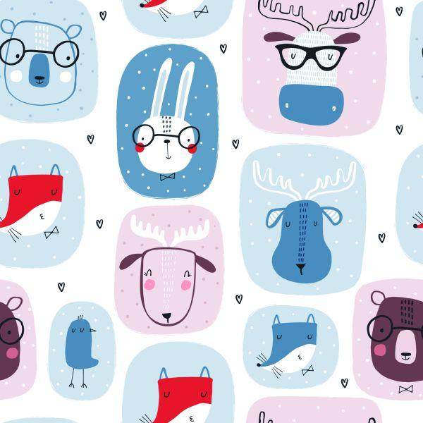Behang Voor Kinderen. Hazen. Vossen. Scandinavische Stijl - Afbeelding 2