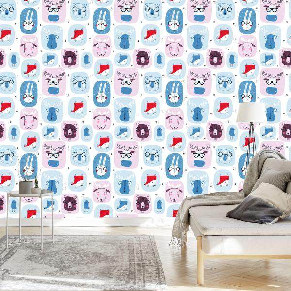 Behang Voor Kinderen. Hazen. Vossen. Scandinavische Stijl - Afbeelding 3