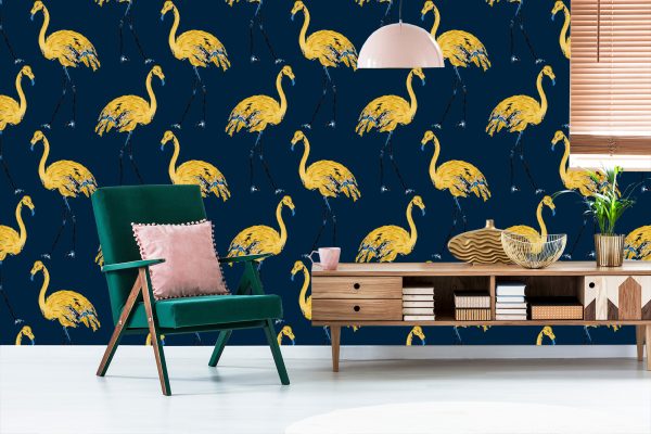 Behang Flamingo's Zoals Geschilderd - Afbeelding 6
