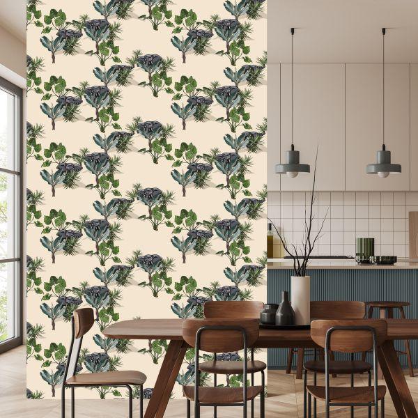Behang Olifanten En Planten - Afbeelding 4