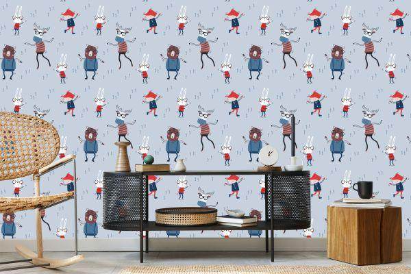 Behang Voor Kinderen. Dieren. Opmerkingen. Scandinavische Stijl - Afbeelding 5