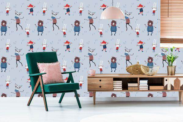 Behang Voor Kinderen. Dieren. Opmerkingen. Scandinavische Stijl - Afbeelding 6