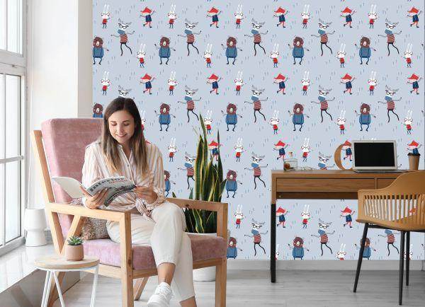 Behang Voor Kinderen. Dieren. Opmerkingen. Scandinavische Stijl - Afbeelding 7
