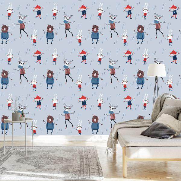 Behang Voor Kinderen. Dieren. Opmerkingen. Scandinavische Stijl - Afbeelding 3