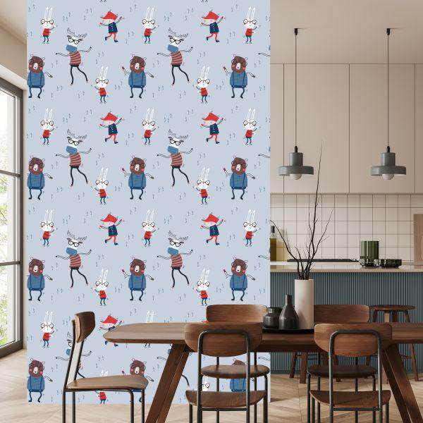 Behang Voor Kinderen. Dieren. Opmerkingen. Scandinavische Stijl - Afbeelding 4