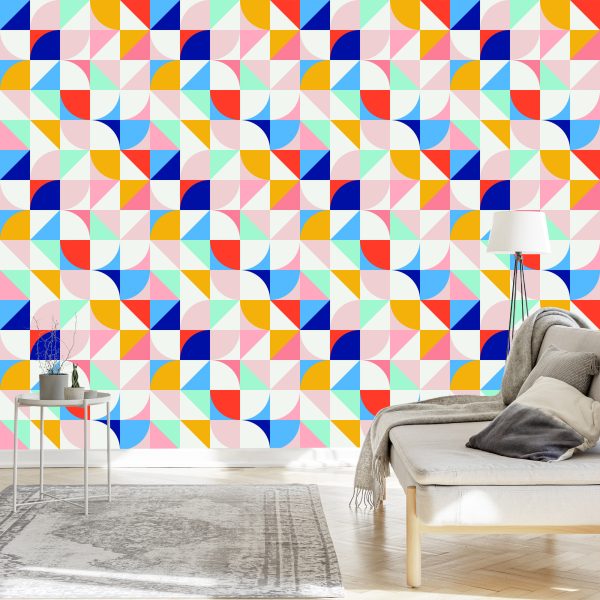 Behang Een Kleurrijke Variatie In Retrostijl - Afbeelding 3