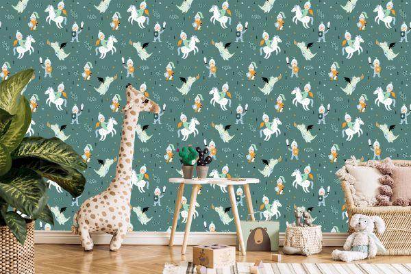 Behang Voor Kinderen, Draken, Paarden, Ridders Uit Sprookjes - Afbeelding 5