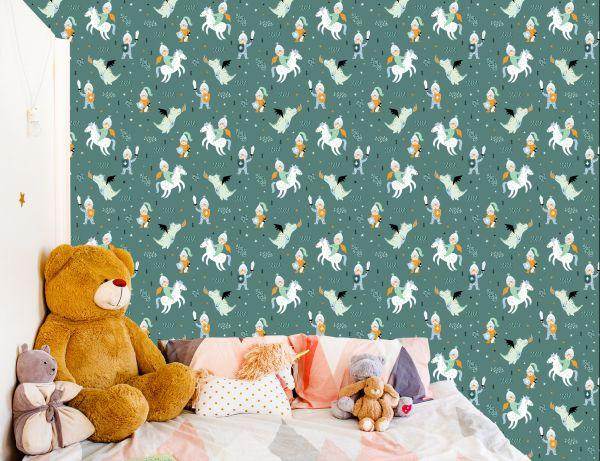 Behang Voor Kinderen, Draken, Paarden, Ridders Uit Sprookjes - Afbeelding 6