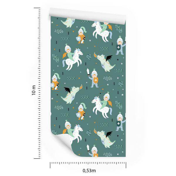Behang Voor Kinderen, Draken, Paarden, Ridders Uit Sprookjes - Afbeelding 8