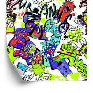 Behang Graffiti Met Kleurrijke Monsters