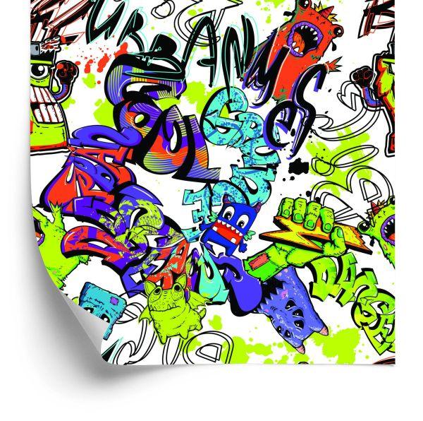 Behang Graffiti Met Kleurrijke Monsters