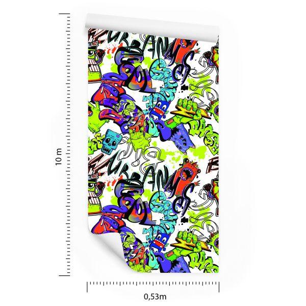 Behang Graffiti Met Kleurrijke Monsters - Afbeelding 8