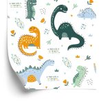 Behang Voor Babykamer Dinosaurussen, Bladeren, Bloemen