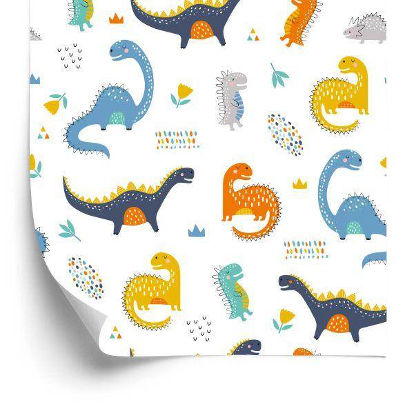 Behang Voor Jongenskamer Dinosaurussen Bloemen
