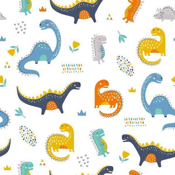 Behang Voor Jongenskamer Dinosaurussen Bloemen - Afbeelding 2