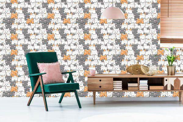 Behang Voor Kinderen - Veelkleurige Katten - Afbeelding 6