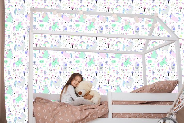 Behang Voor Kinderen - Mooie Kleurrijke Eenhoorns - Afbeelding 7