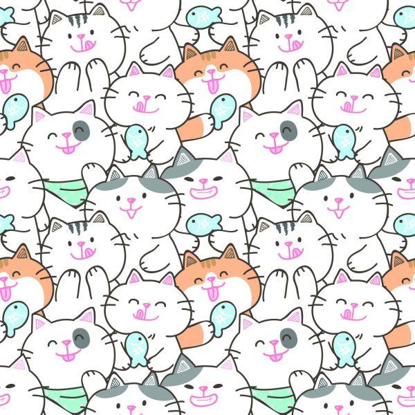 Behang Voor Kinderen - Happy Cats And Fish - Afbeelding 2