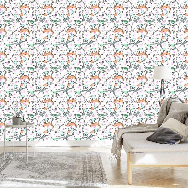 Behang Voor Kinderen - Happy Cats And Fish - Afbeelding 3