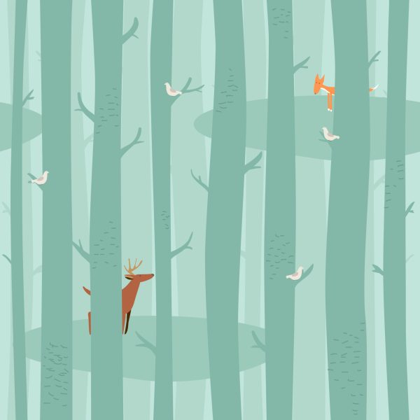 Behang Bomen, Bos, Natuur, Kinderkamer - Afbeelding 2