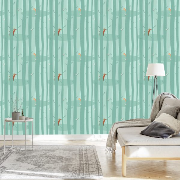 Behang Bomen, Bos, Natuur, Kinderkamer - Afbeelding 3