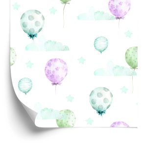 Behang Pastelkleurige Ballonnen Tegen De Achtergrond Van De Sterren