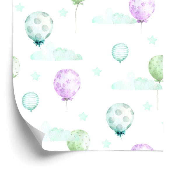 Behang Pastelkleurige Ballonnen Tegen De Achtergrond Van De Sterren