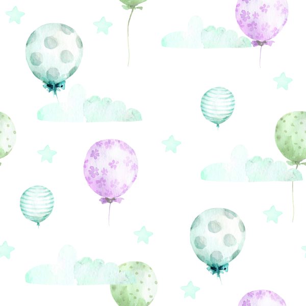 Behang Pastelkleurige Ballonnen Tegen De Achtergrond Van De Sterren - Afbeelding 2