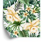 Behang Tropische Aquarel Bloemen