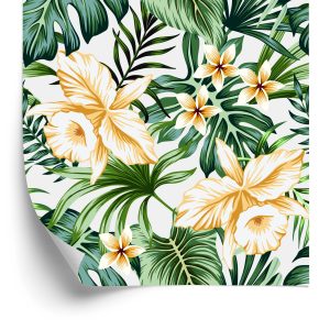 Behang Tropische Aquarel Bloemen