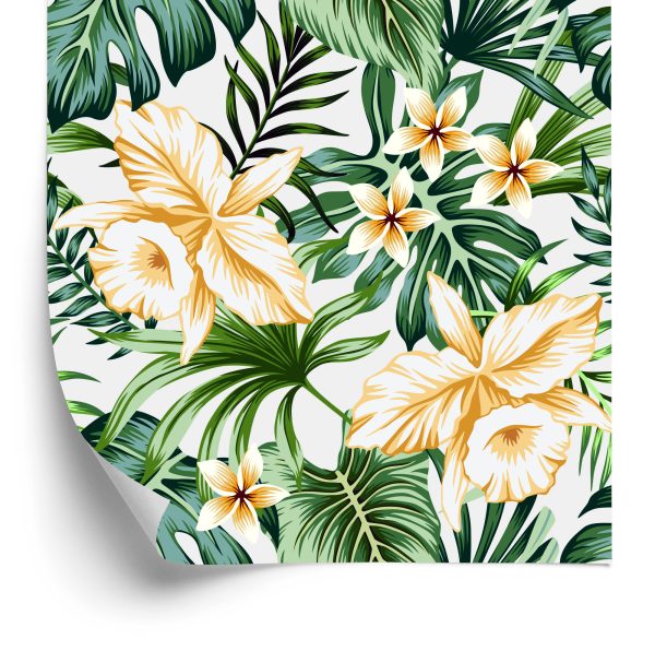 Behang Tropische Aquarel Bloemen