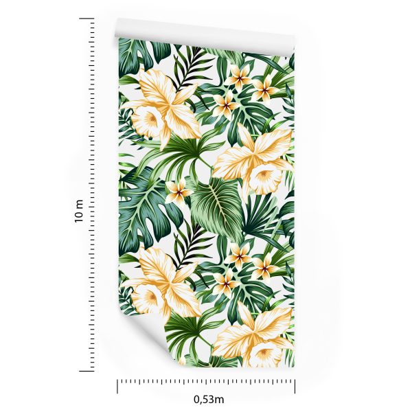 Behang Tropische Aquarel Bloemen - Afbeelding 8