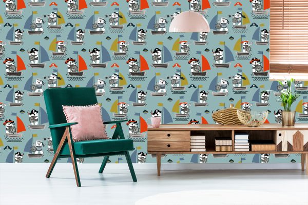 Behang Piratendieren Schepen Voor Babykamer - Afbeelding 6