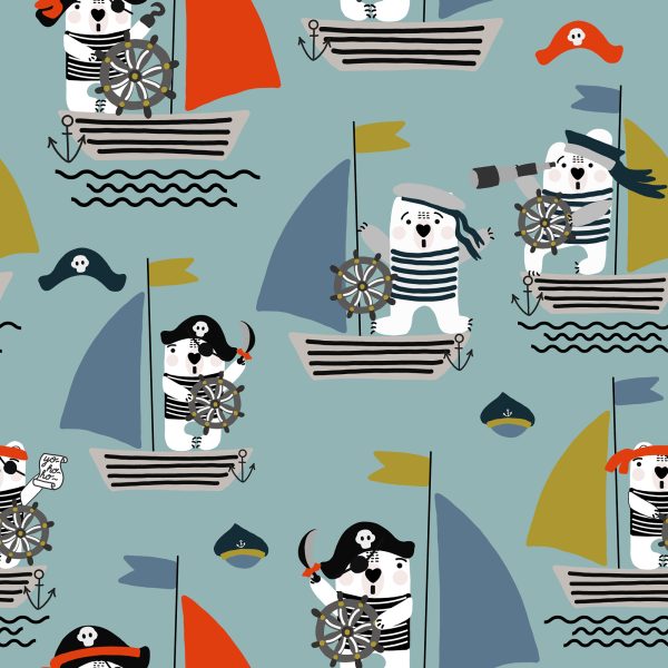 Behang Piratendieren Schepen Voor Babykamer - Afbeelding 2