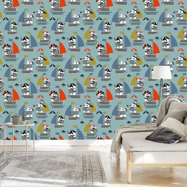 Behang Piratendieren Schepen Voor Babykamer - Afbeelding 3