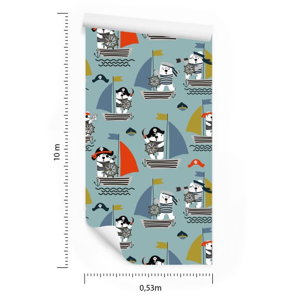 Behang Piratendieren Schepen Voor Babykamer - Afbeelding 8