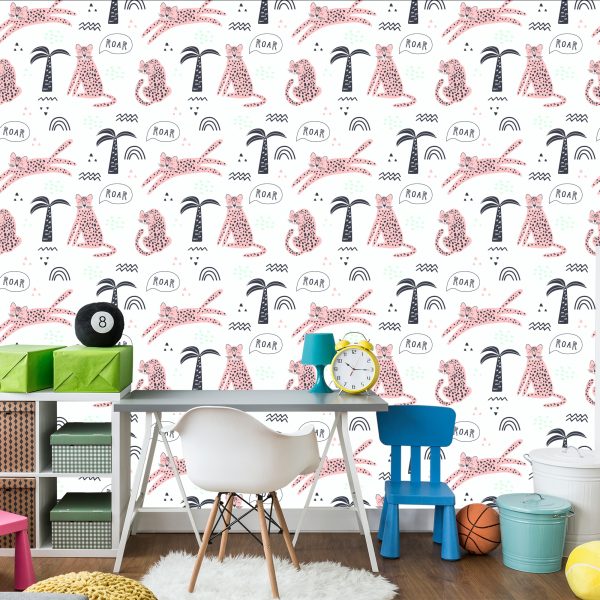 Behang In De Kamer Van Het Meisje Wilde Dieren Katten - Afbeelding 4