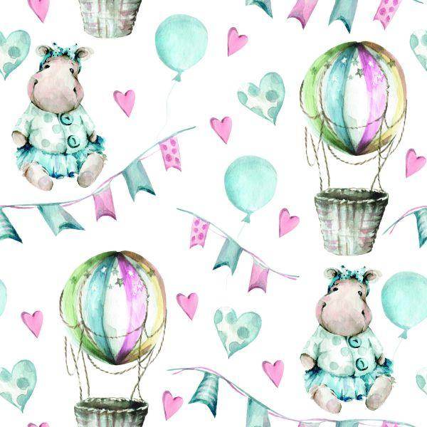 Behang Nijlpaarden Bij Ballonnen - Afbeelding 2