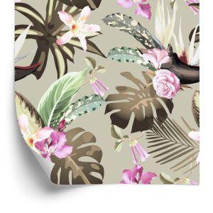 Behang Monstera Bloemen En Bladeren