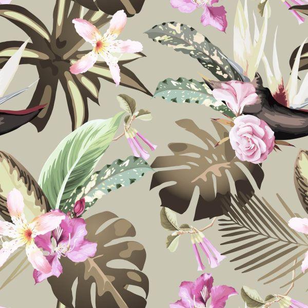 Behang Monstera Bloemen En Bladeren - Afbeelding 2