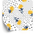 Behang Bloemen En Stippen