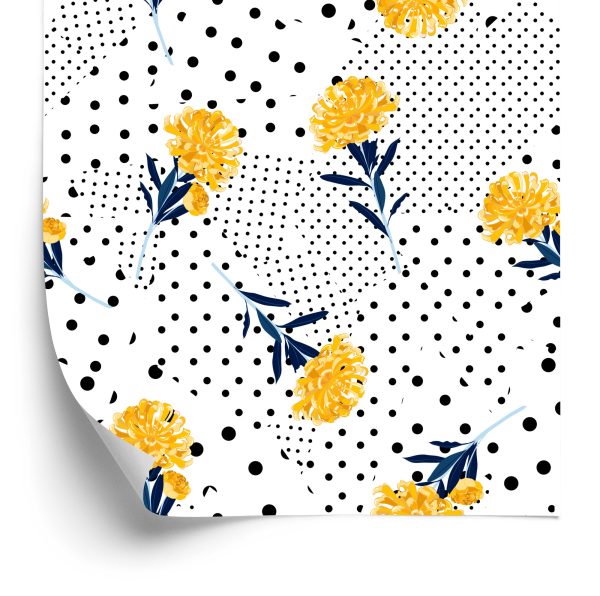 Behang Bloemen En Stippen