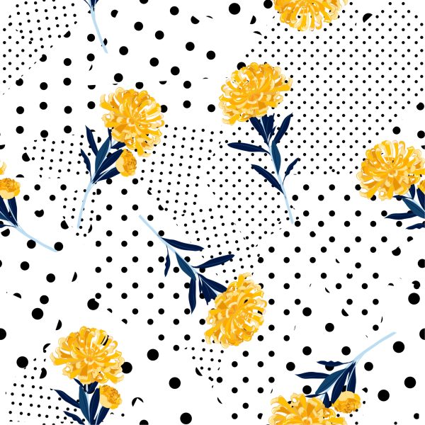 Behang Bloemen En Stippen - Afbeelding 2