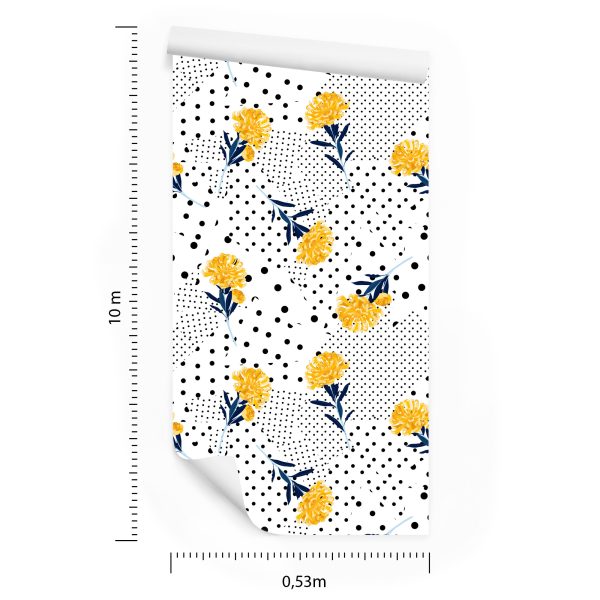 Behang Bloemen En Stippen - Afbeelding 8