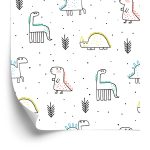Behang Plant Gestippelde Dinosaurussen Voor De Jongenskamer