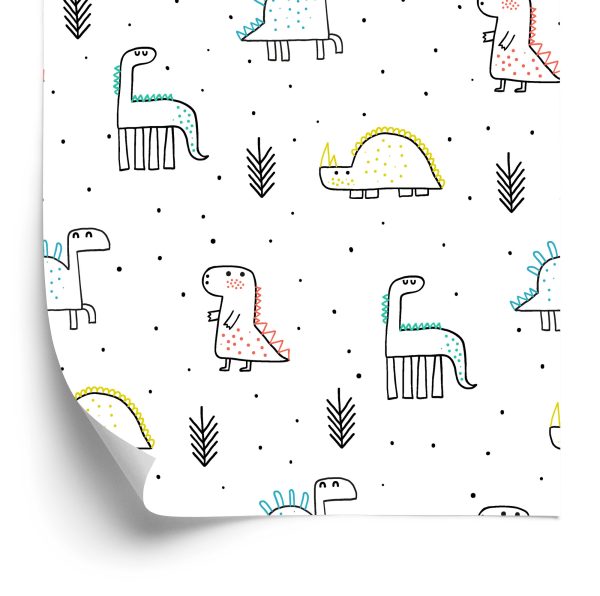 Behang Plant Gestippelde Dinosaurussen Voor De Jongenskamer