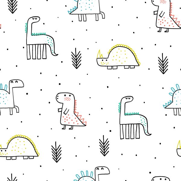 Behang Plant Gestippelde Dinosaurussen Voor De Jongenskamer - Afbeelding 2