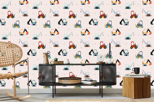 Behang Voor Kinderen, Voertuigen, Machines, Graafmachines - Afbeelding 5