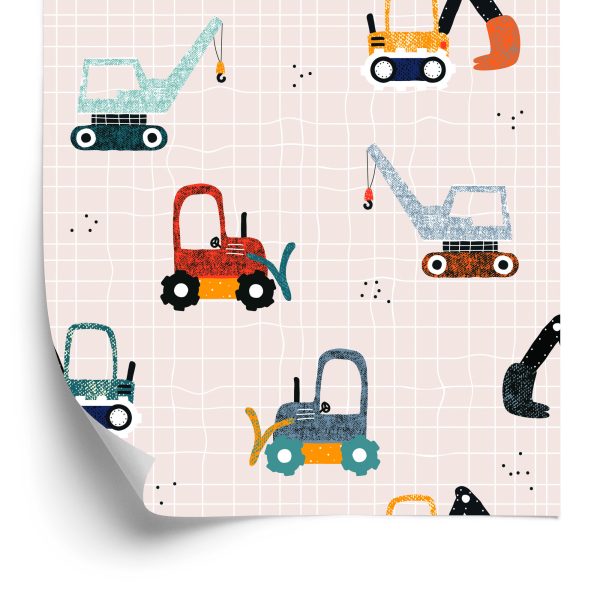 Behang Voor Kinderen, Voertuigen, Machines, Graafmachines